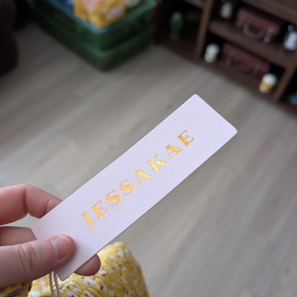 NWT JESSAKAE Yellow Floral Midi Dress - Picture 6 of 8